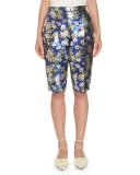 Floral Jacquard Bermuda Shorts, Blue