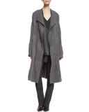 Seamed Suede Straight-Leg Pants, Graphite