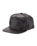 Gancini Faux-Leather Baseball Cap, Black