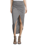 Tiana Ruched Midi Skirt, Heather Gray