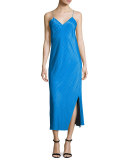 Sleeveless Reversible Satin Slip Dress, Black
