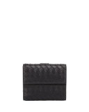 Intrecciato Mini Flap Wallet, Black