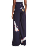 Millie High-Rise Abstract Pants, Navy