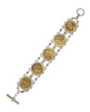Silver and Bronze Coin Chain Bracelet