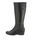 Arst Waterproof Wedge Knee Boot, Black