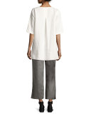 Half-Sleeve Two-Pocket Linen Tunic 
