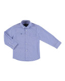 Long-Sleeve Micro-Check Shirt, Navy/Red, Size 3-6