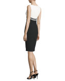 Sleeveless Two-Tone Sheath Dress
