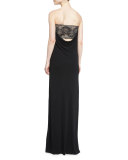 Lace-Back Strapless Gown, Black