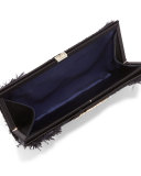Pilgrim Small Feather & Bead Embellished Clutch Bag, Black