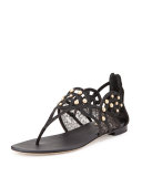 Mixed-Media Flat Thong Sandal