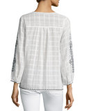 Lemay Embroidered Split-Neck Top