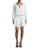 Lace-Inset Popover Dress, Off White