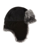 Toscana Long-Pile Fur Trapper Hat, Black