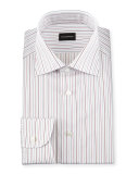 Multi-Stripe Woven Dress Shirt, Open White Pattern