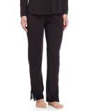 Cotton Lounge Pants with Tulle Trim, Black