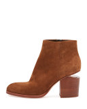 Gabi Suede Tilt-Heel Bootie, Dark Truffle