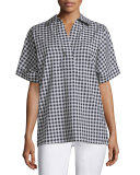Kaya Short-Sleeve Gingham Blouse 
