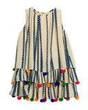 Sleeveless Silk Chiffon Dress, Multicolor, Size 8-12