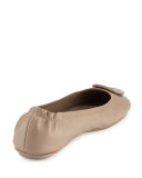 Minnie Leather Logo Travel Flat, French Gray
