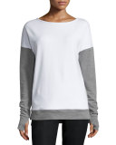 Cross-Back Colorblock Sweatshirt, White/Medium Gray Heather