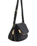 Jennifer Medium Leather Shoulder Bag, Black