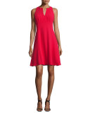 Sleeveless Fit-&-Flare Dress, Red