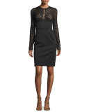 Leopard-Lace Sheath Dress, Black