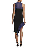 Hanging Ruffle Asymmetric-Hem Cocktail Dress
