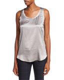Scoop-Neck Satin Tank, Medium Gray