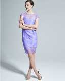 Short-Sleeve Floral Burnout Sheath Dress