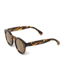 Leonard Round Monochromatic Sunglasses, Forest/Gold