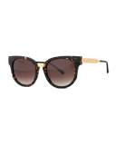 Affinity Square Mixed-Media Sunglasses, Havana