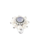 Muguet Pearl & Chalcedony Ring with Diamonds, Size 6