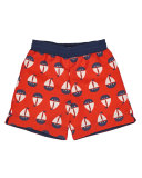 Sailboat Swim Trunks, Red, Size 6-24 Months