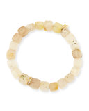 8mm Cubed Rutilated Quartz Beaded Bracelet with Diamond Rondelle