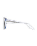 Salvador Oversized Mirrored Wrap Sunglasses, White