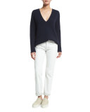 Ribbed V-Neck Merino/Cashmere Sweater