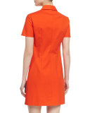 Short-Sleeve Button-Front Polo Dress, Sienna