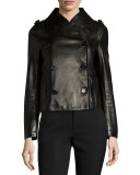 Double-Breasted Leather Moto Jacket