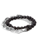 Men's Batu Double-Wrap Bead Bracelet, Black