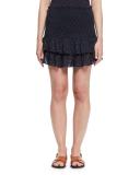 Malfos Tiered Polka-Dot Flounce Skirt, Midnight
