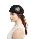 Embellished Wool Starburst Headband, Black