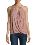 Ribbed Surplice Tank, Heather Copper