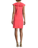 Sontie Frill-Collar Shift Dress, Coral