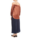 Satin Cropped Wide-Leg Pants
