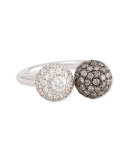 18k White Gold Pave White & Gray Diamond Ball Ring, 0.92 TCW