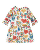 Cotton Muslin Corsage Dress, Pink/White, Size 6-12