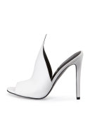 Essie Peaked Leather Mule Pump, White