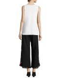 Tuscany Embroidered Linen Palazzo Pants 